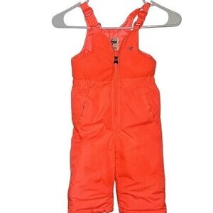 OSH KOSH B GOSH‎ Girls Neon Orange Snow Suit Overall's Warm Winter Skiing 18M